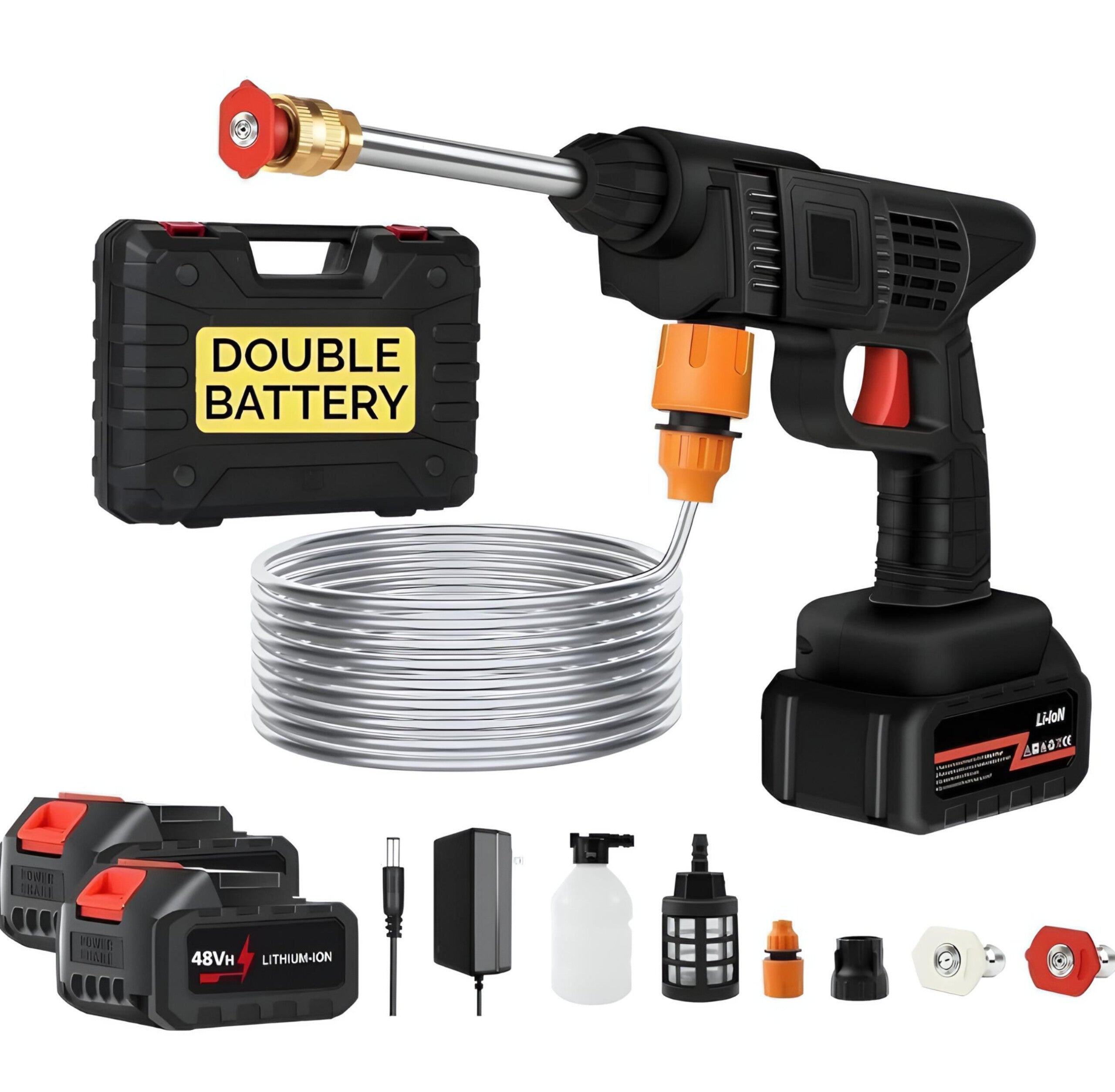 (Double Battery) Cordless Portable Wireless Pressure Washer Gun