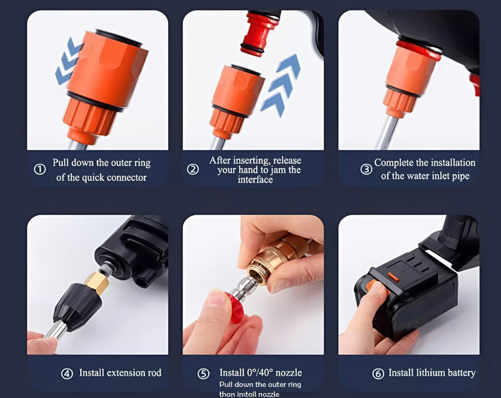 (Double Battery) Cordless Portable Wireless Pressure Washer Gun