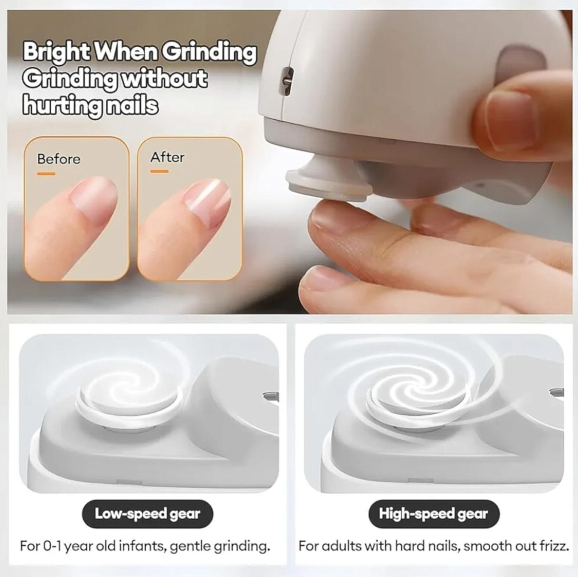 SEAHELTON Electric Nail Clipper,Automatic Nail Trimmer,Nail File with Light & 2 Speeds,Fingernail Cutter and Manicure 2 in 1 Design.