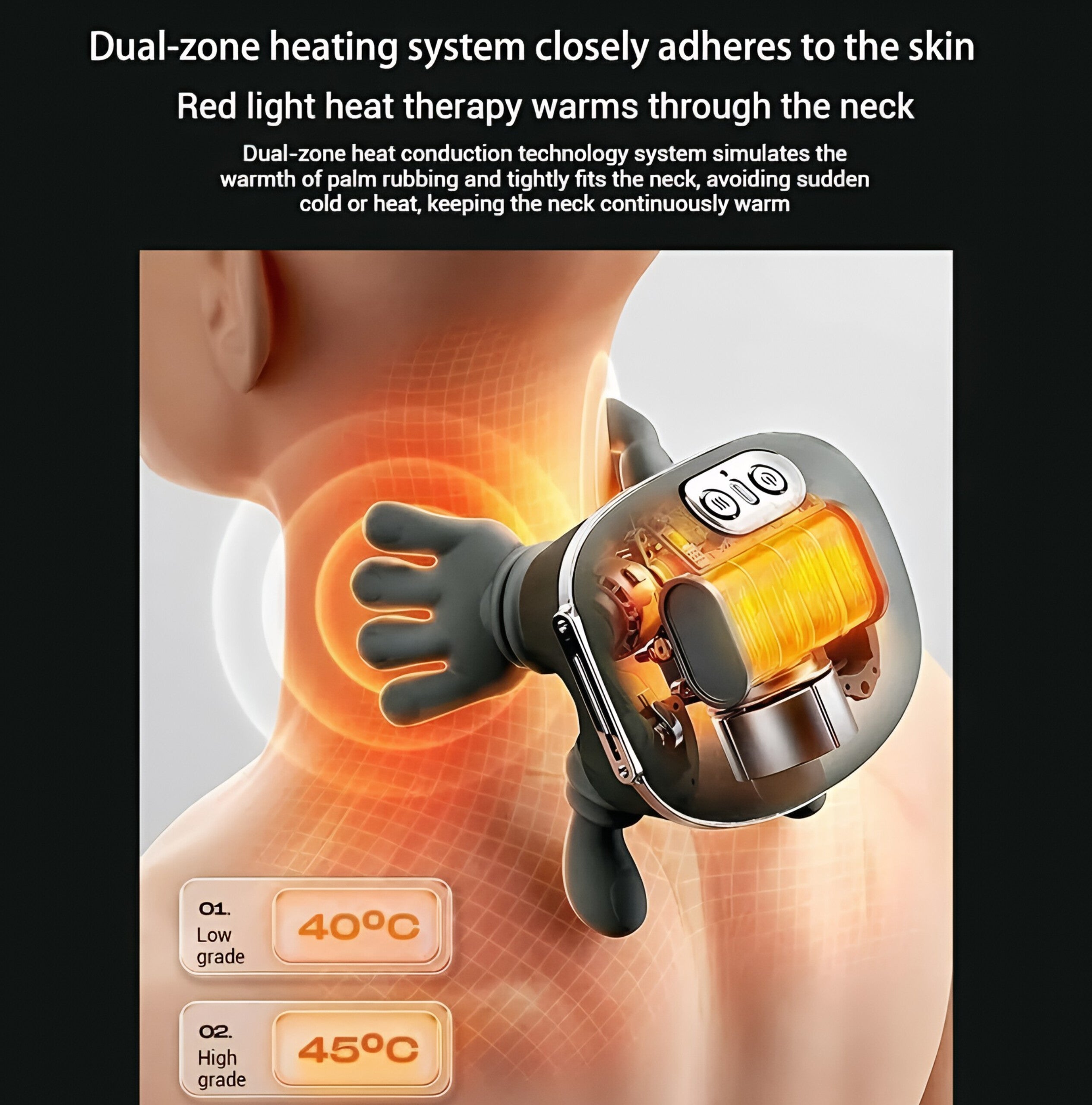 Bionic Heated Massager – Wireless Portable Shiatsu Neck & Back Massager