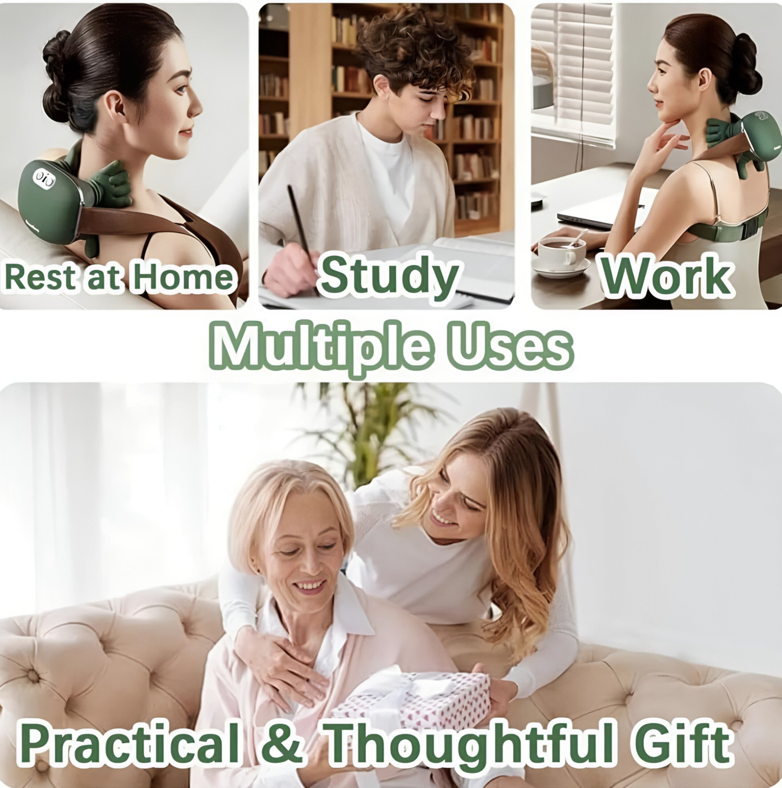 Bionic Heated Massager – Wireless Portable Shiatsu Neck & Back Massager